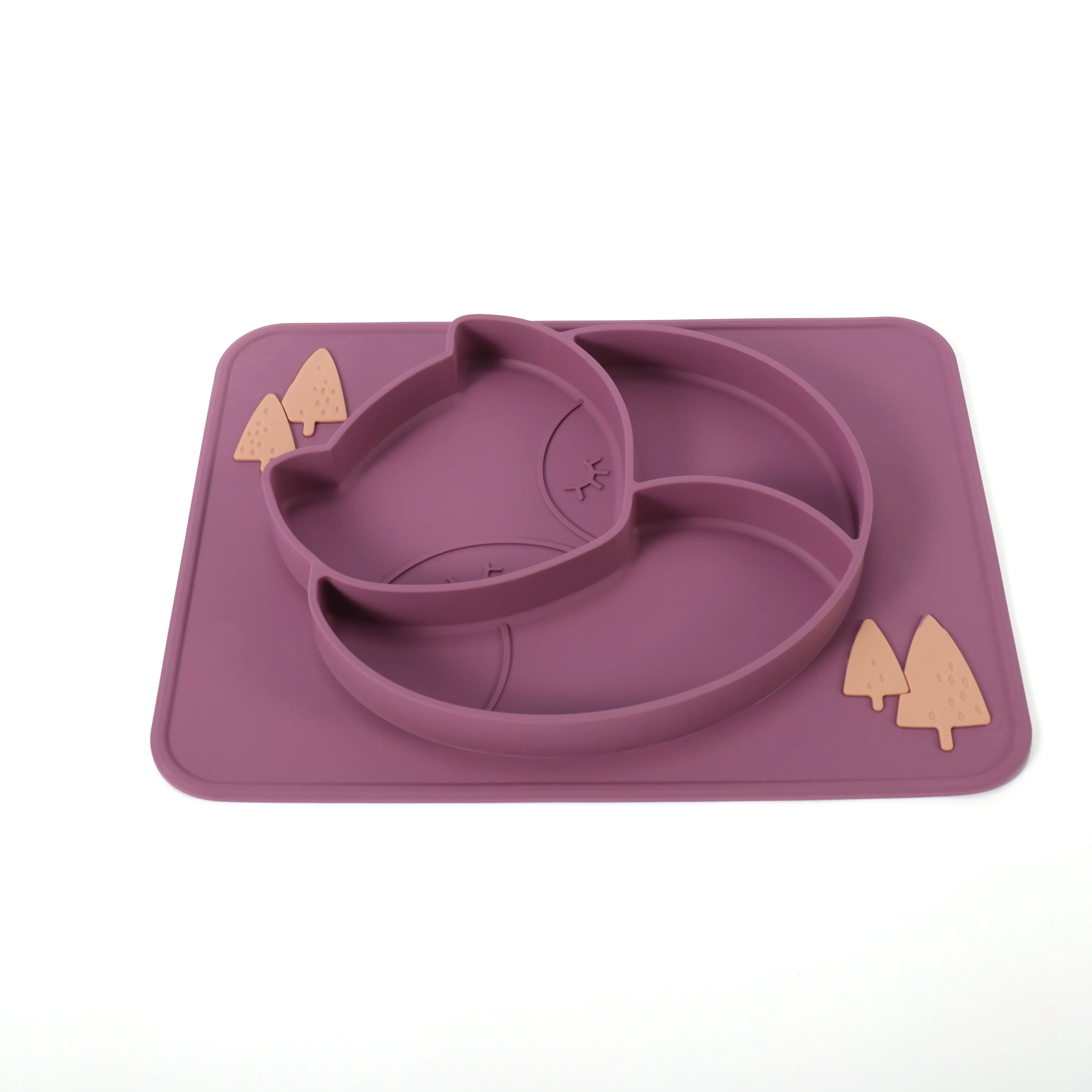 

With Suction Plates Divided, Baby Spoon Fork Set for Toddlers, Silicone Plates Ce Customize Logo Poly Bag or Customized Package, As pic or customized