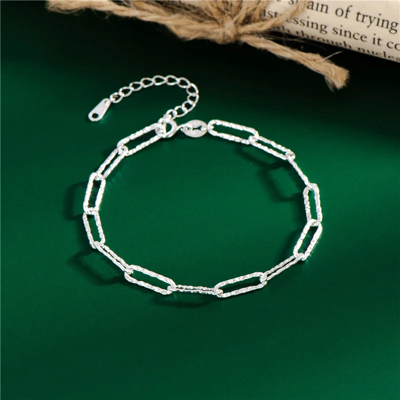 

Luxury Minimalist Jewelry S925 Sterling Silver Bracelet Shining S925 Link Chain Bracelet Wrist Jewelry