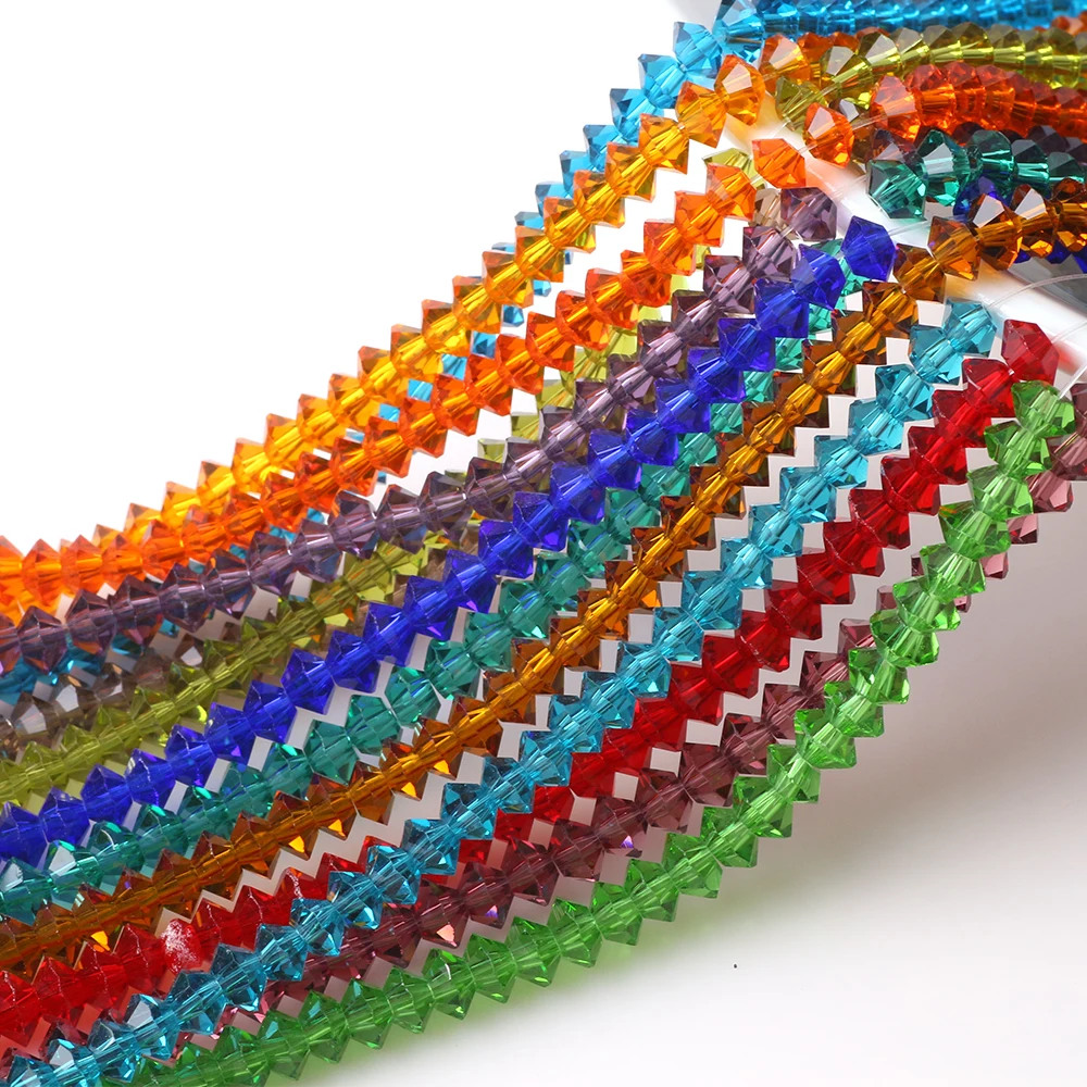 100Pcs 6MM Flat Bicone Glass B