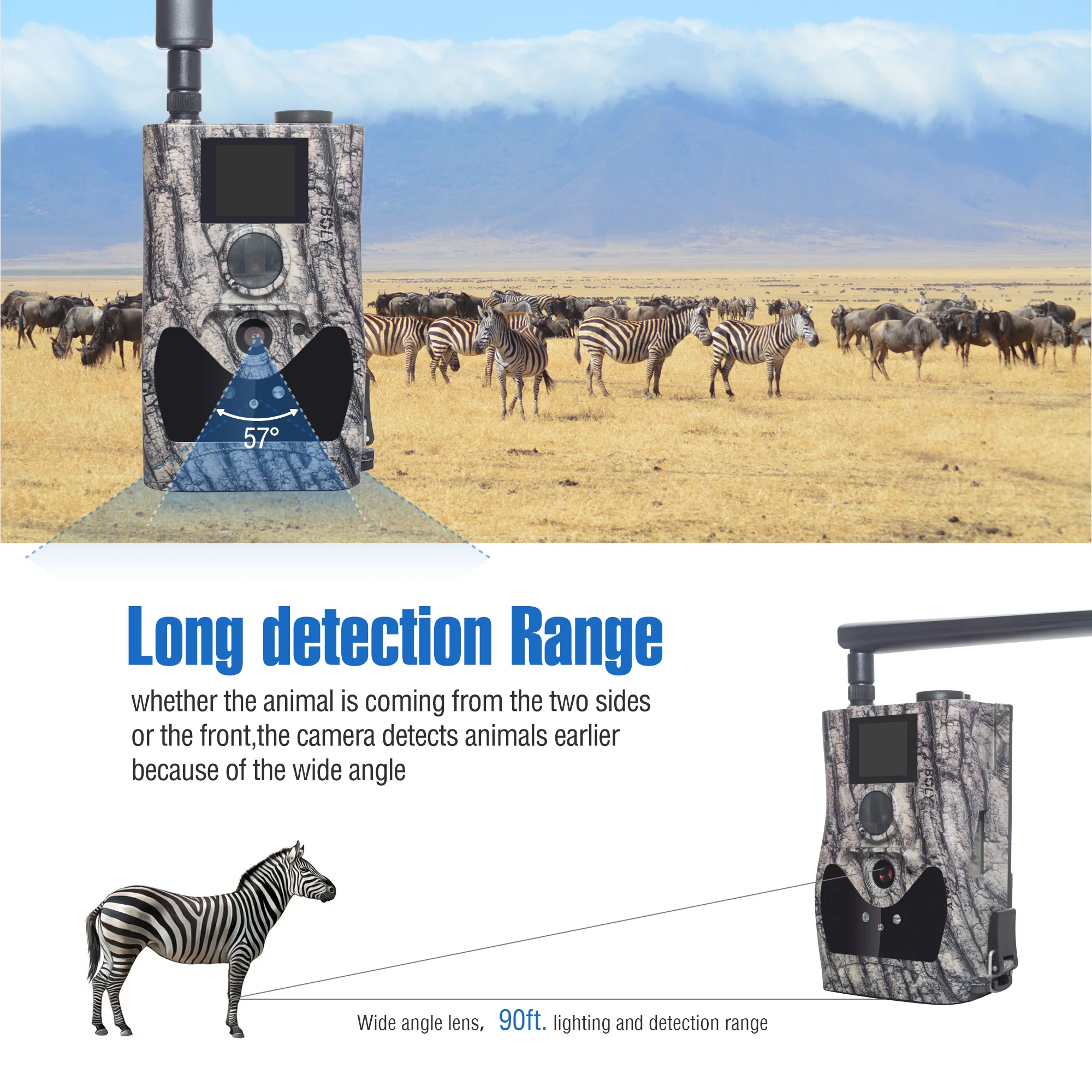 
Boly 4G Wireless Trail Camera 24MP1080P Scouting Hunting Camera 90ft Detection 940nm IR Support Audio Recording Molnus Cloud 