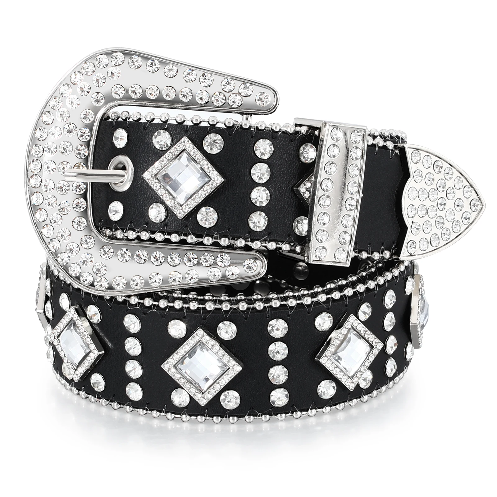 

BB New Fast Delivery Luxury Crystal Men Cowboy Belt Diamond Studded Rhinestone Belts Western Sparkle country Leather Belts