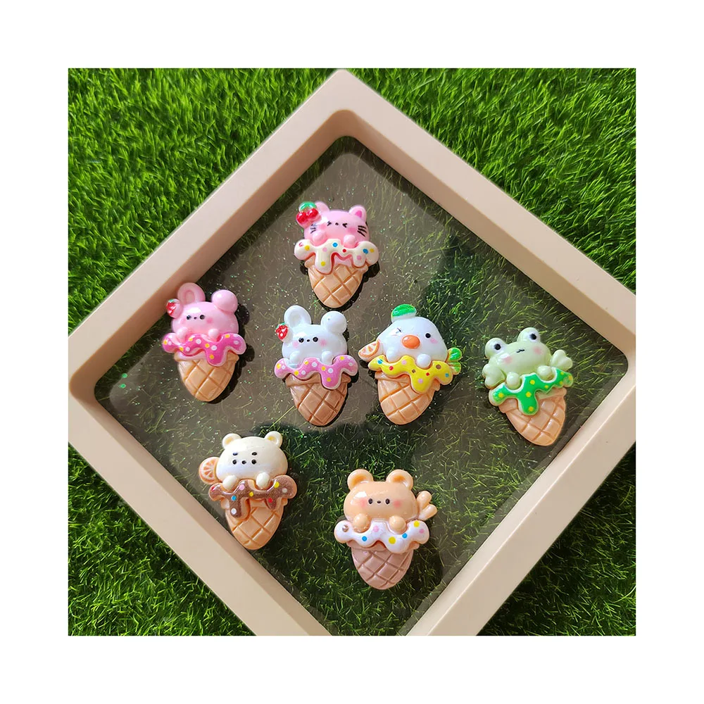 

Kawaii Cartoon Animal Frog Rabbit Ice Cream Flat Back Resin Cabochons Scrapbooking DIY Jewelry Crafts Decoration Accessories