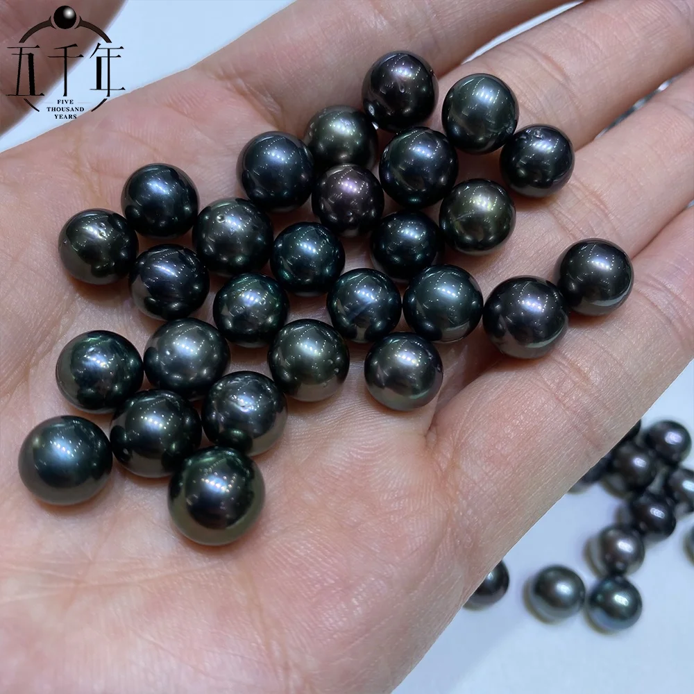 

Factory direct wholesale 9-10mm tahitian pearls saltwater loose pearls round shaped DIY customization jewelry