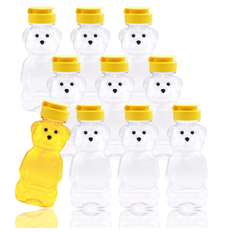 

Plastic Honey Bear Bottle Squeeze Empty Bottle Squeeze Honey Container with Yellow Flap Caps for Storing and Dispensing