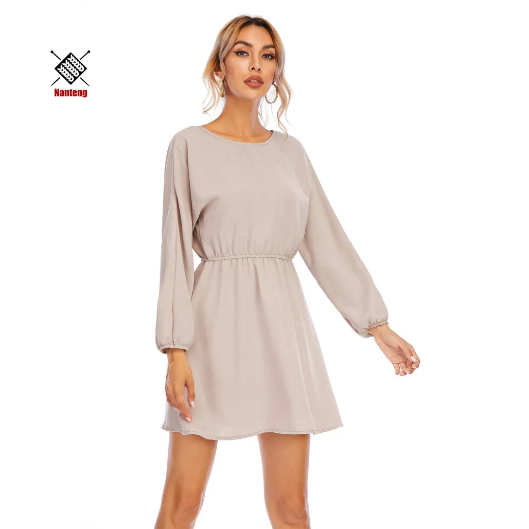 

High Quality Wholesale Pullover Long Sleeve Sexy Lady Backless Casual Dresses Women