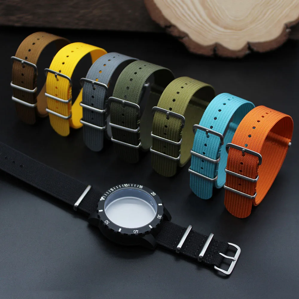

YUNSE New Woven Vintage Watch Strap Seatbelt Slim 18mm 20mm 22mm 1.2mm Ribbed Watch Nylon Watch Strap
