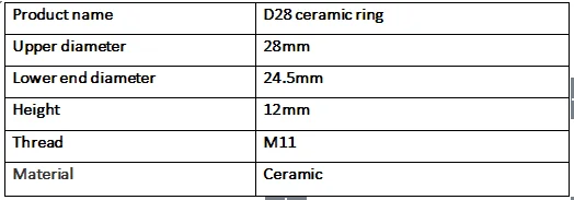 Anillo de cerámica láser de fibra, D28 * H12 * m11 mm, para WSX Etc, cabezal de corte láser de fibra