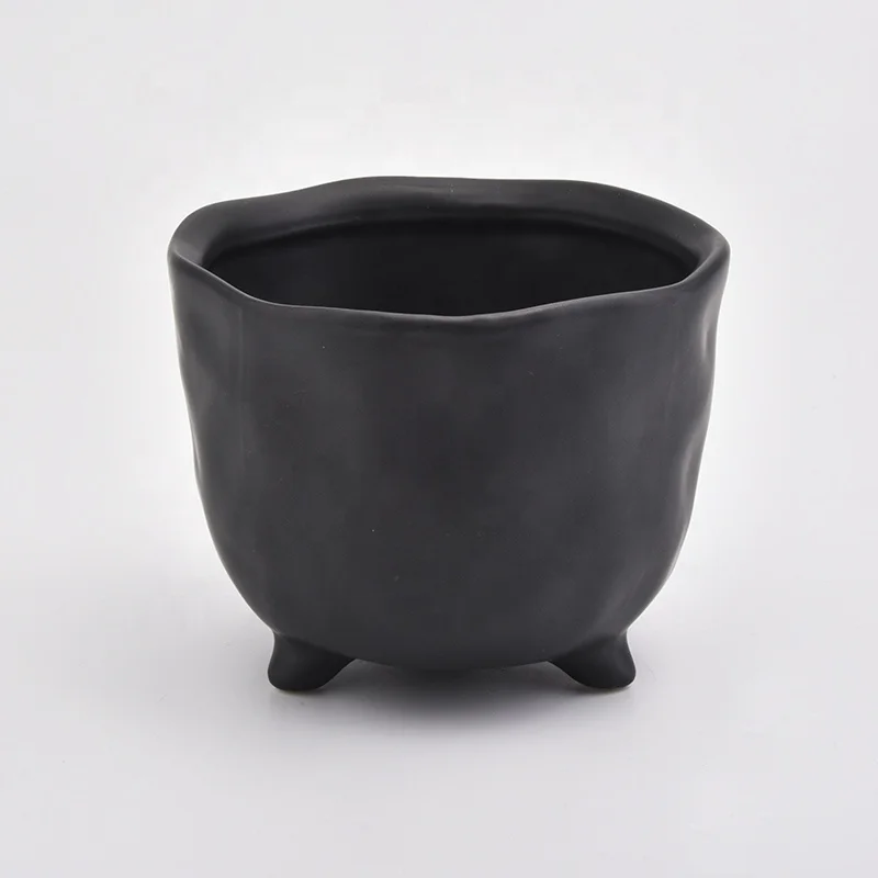 Luxury black ceramic standing candle holder home decoration