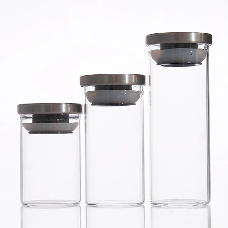 

3oz mini multi-function pocket sealed jar with stainless steel lid Clear Food Storage Airtight Canister