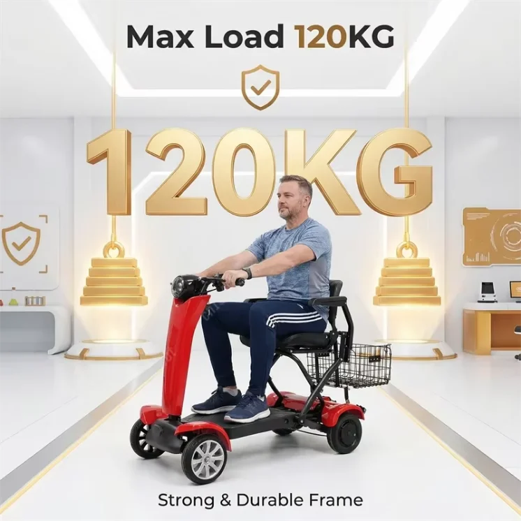 Auto Fold Dual Motor 4-Wheel Electric Scooter 36V 500W Lightweight 40-60km Range Unisex Portable Mobility Vehicle Elderly Riders