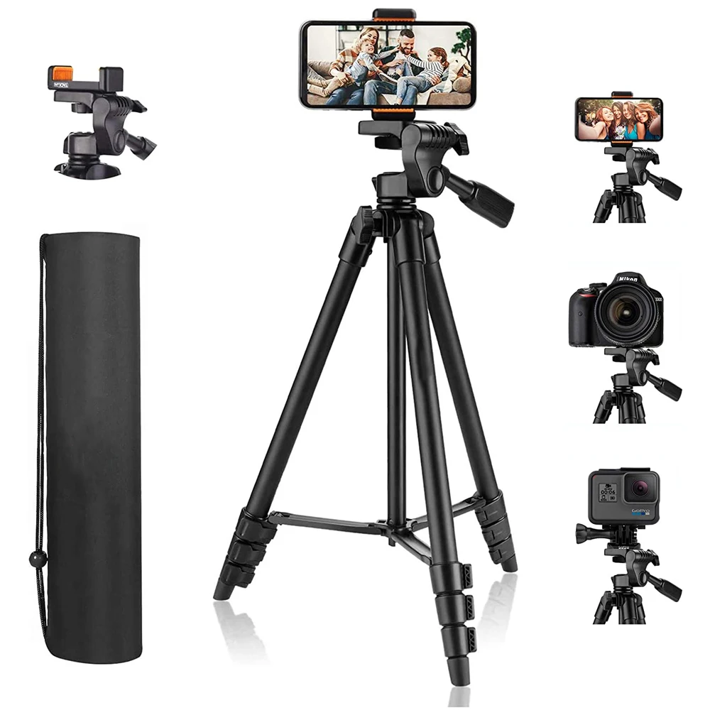 

factory wholesale custom high quality portable adjustable 360 degree rotating selfie silver aluminum tripod for camera