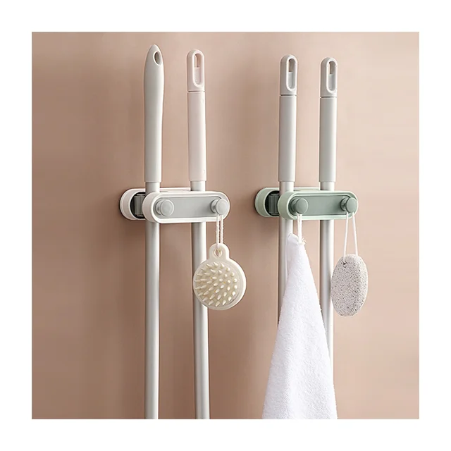 

Bathroom Hook Broom Hanger Strong Viscose Wall Hanging Double-head Force Fixed Buckle Plastic Mop Holder