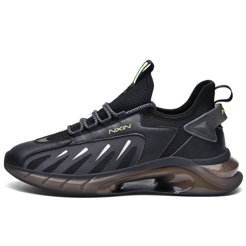 

2021 latest fashion design bright luminous mens running shoes black breathing soft casual sneakers for man