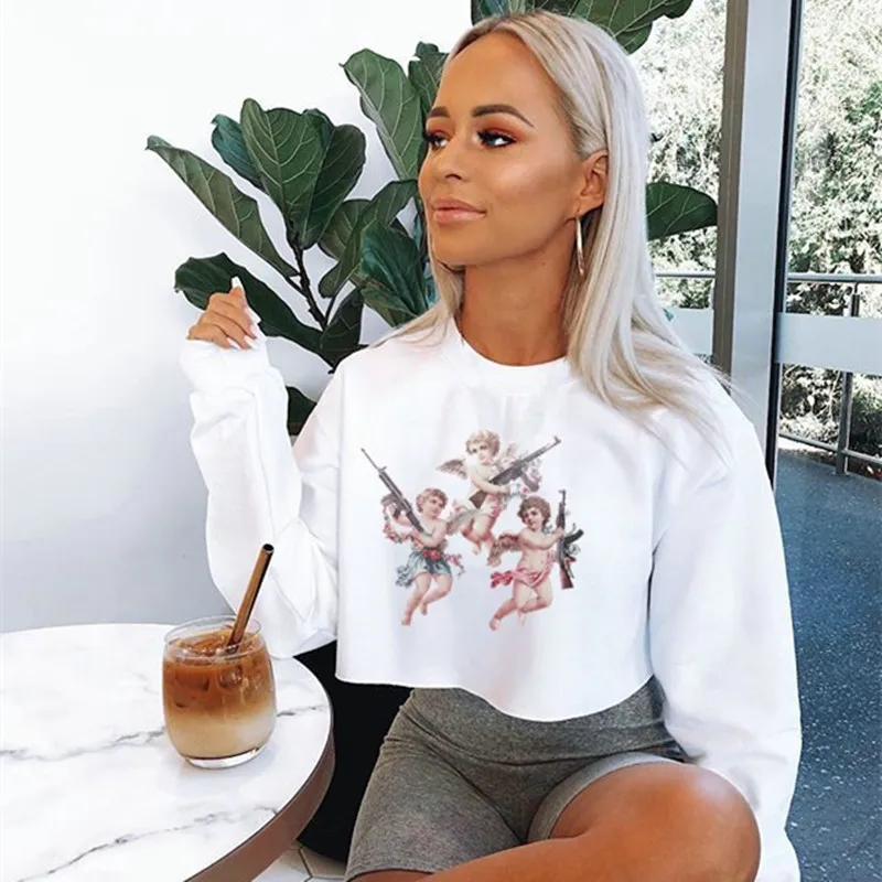 

2020 New Arrivals women Long Sleeve fashion o neck crop top Loose ladies top blouse