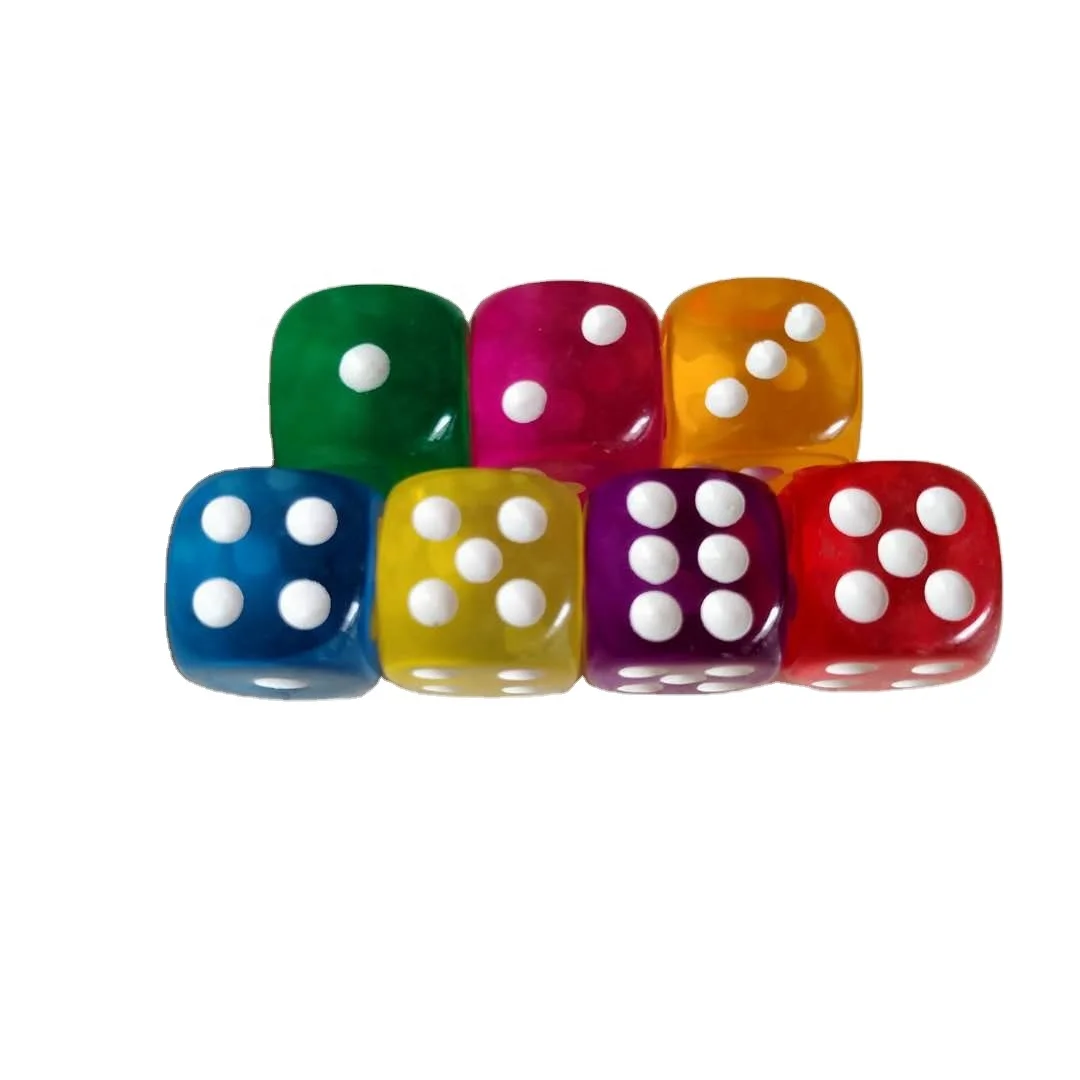 

12mm round corner transparent acrylic dice with dots