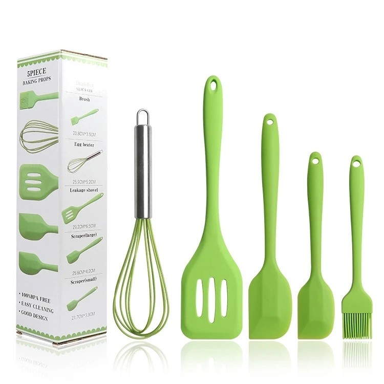 

Multifunction 5 Piece Food Grade Home and Kitchen Accessories Kitchen Tools Silicone Cooking Utensils Set Cheap, According to pantone color