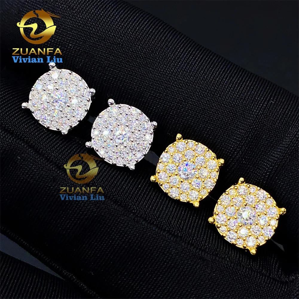 

Pass diamond tester vvs moissanite 18k gold plated 925 sterling silver shiny jewelry high quality earrings for women