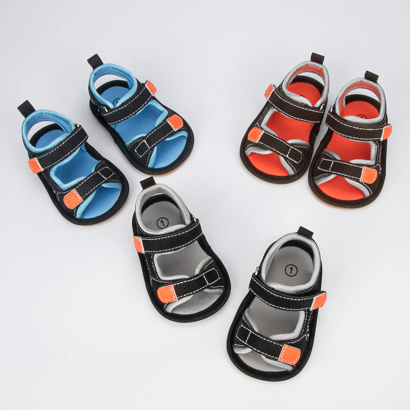 

New arrival summer rubber soft sole Casual commfortable 0 18 months infant baby boysummer baby sandals, Blue,grey,orange
