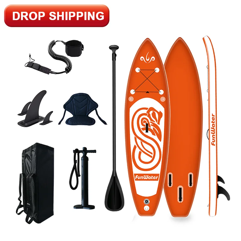 

FUNWATER drop shipping sup paddle board kayak inflatable stand up surf board portable paddle board, Blue,orange