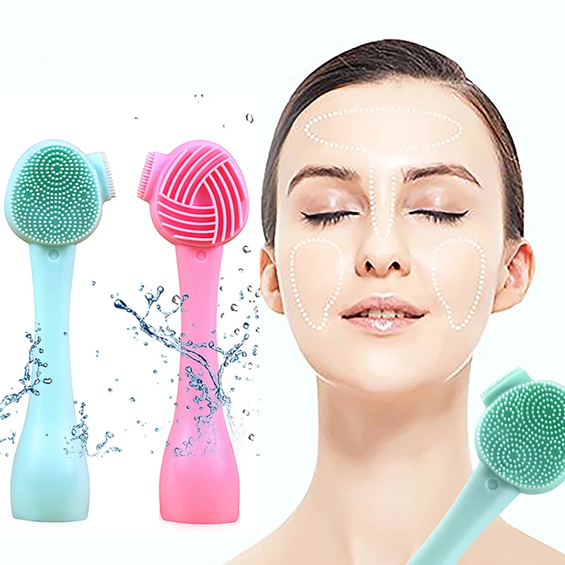 

New best selling amazon product Relax Muscle Double Sided Cleansing Facial Brush Mask Stick For All Skin Types, Mint green,pastel pink,mint green white,pastel pink white