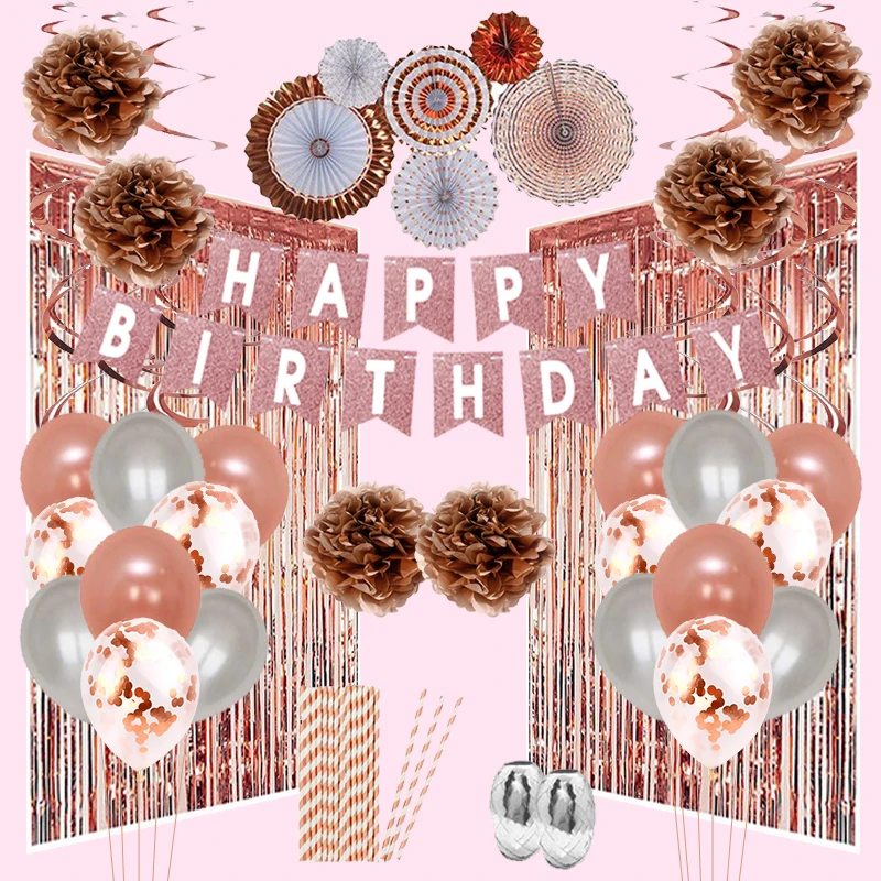 Happy Birthday Party Decorations Rose Gold Balloon Birthday Party