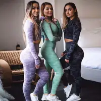 

Sportswear gym 2-piece long sleeve and long pants seamless fitness suit