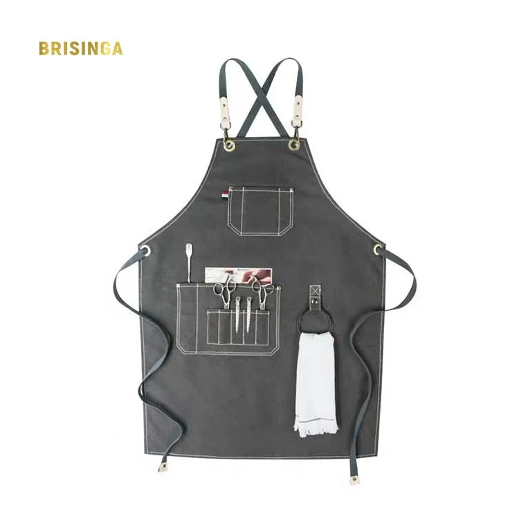 

hair stylist apron for salon hairdresser barber haircut linen apron woman, Grey