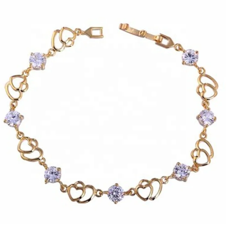 

Fashion Double Heart Women's Bracelet Electroplated Copper Zircon Bracelet Temperament Wild Bracelet, Picture