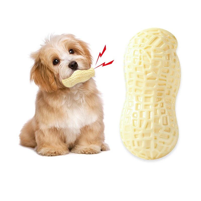 

Hot wholesale TPR peanut soft Indestructible interactive luxury squeaky pet chew Dog Toys