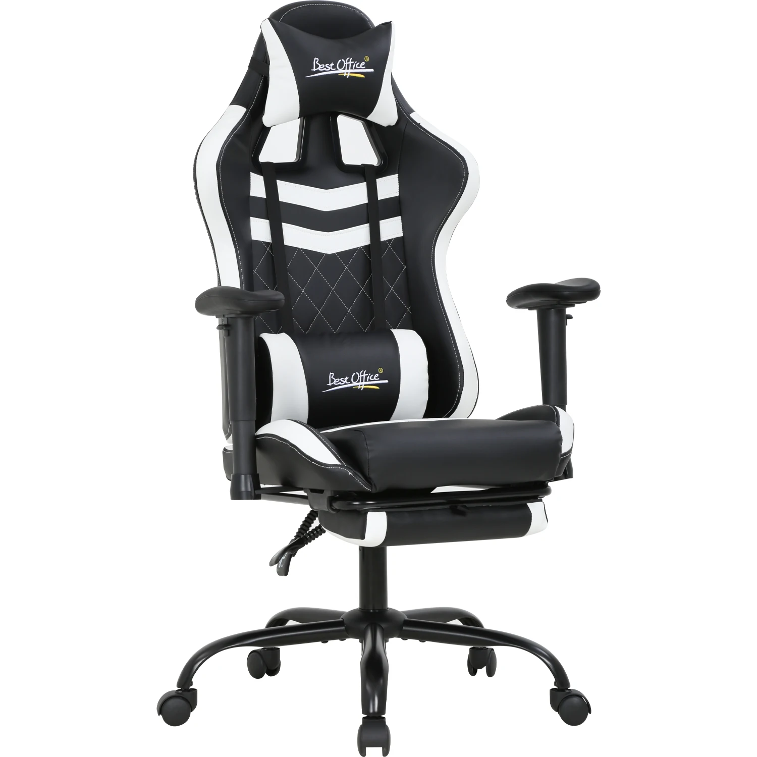White Gaming Chair Ergonomic With Lumbar Support Headrest Armrest Footrest Buy Gaming Chair Computer Chair Racing Chair Product On Alibaba Com