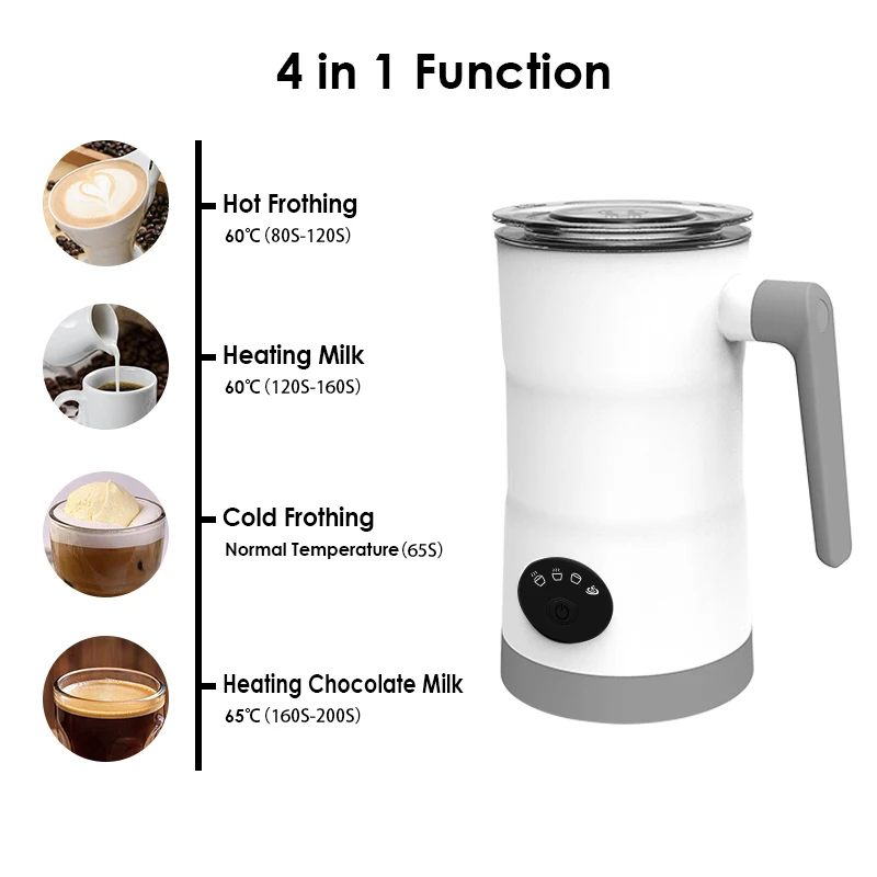 4in1 Electric Milk Frother Machine For Coffee Latte Cappuccino Hot