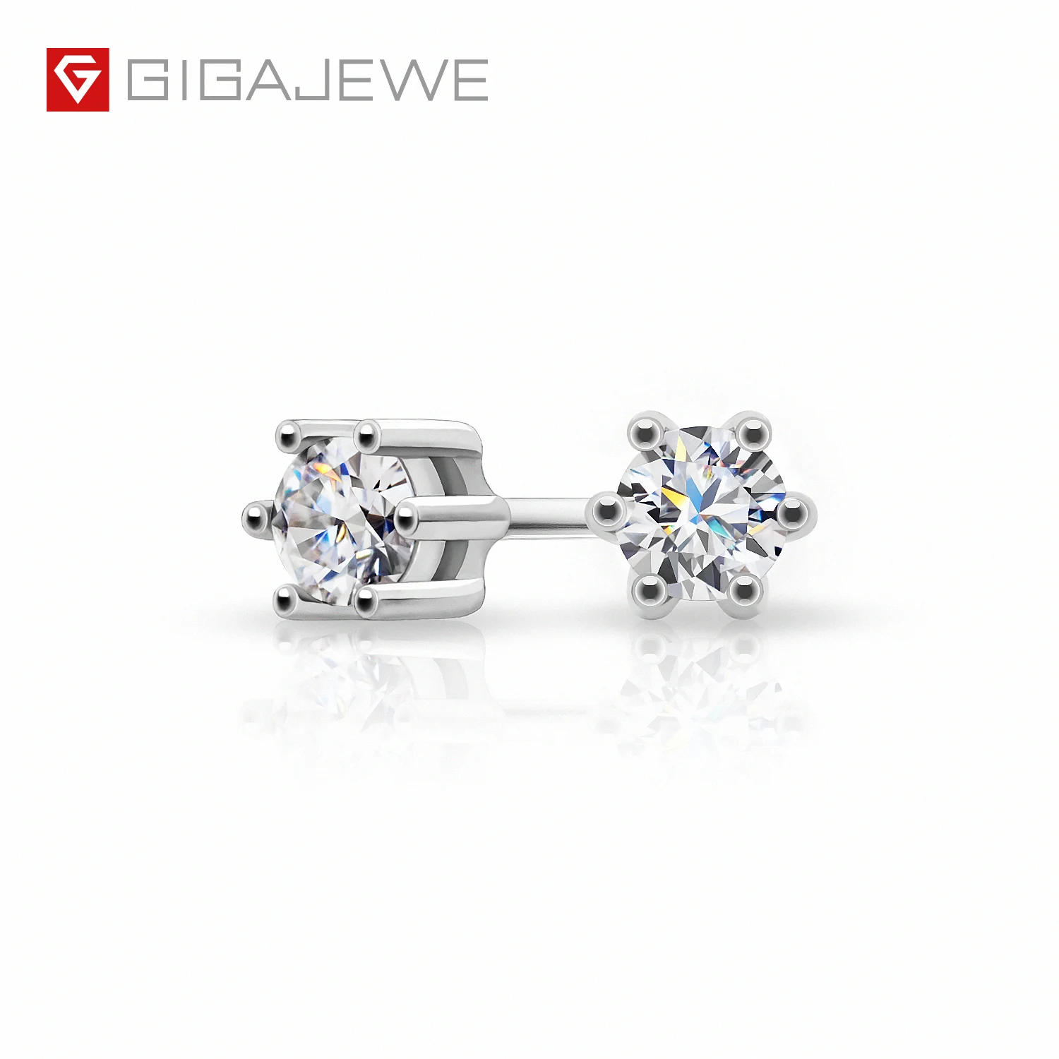 

GIGAJEWE gifts for mother's day wholesale Total 0.2ct 3mm Round Cut VVS1 Moissanite custom jewelry 925 Silver Earrings Diamond