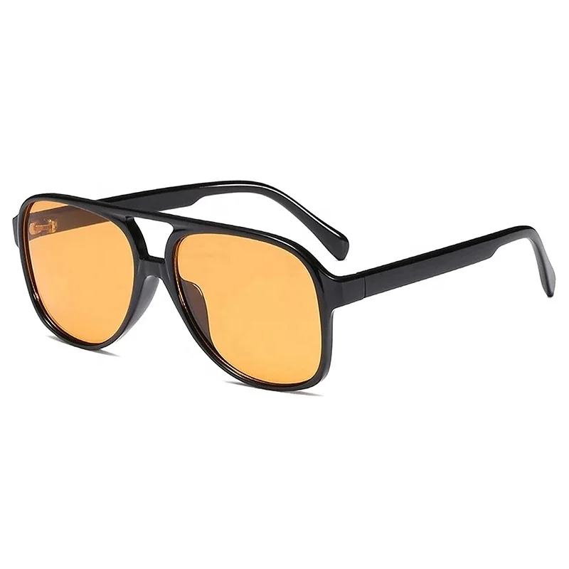 

2022 Latest Vintage Aviation Pilot Sunglasses Women Men Luxury Brand Designer Shades 70s Orange Yellow Tinted Sun Glasses