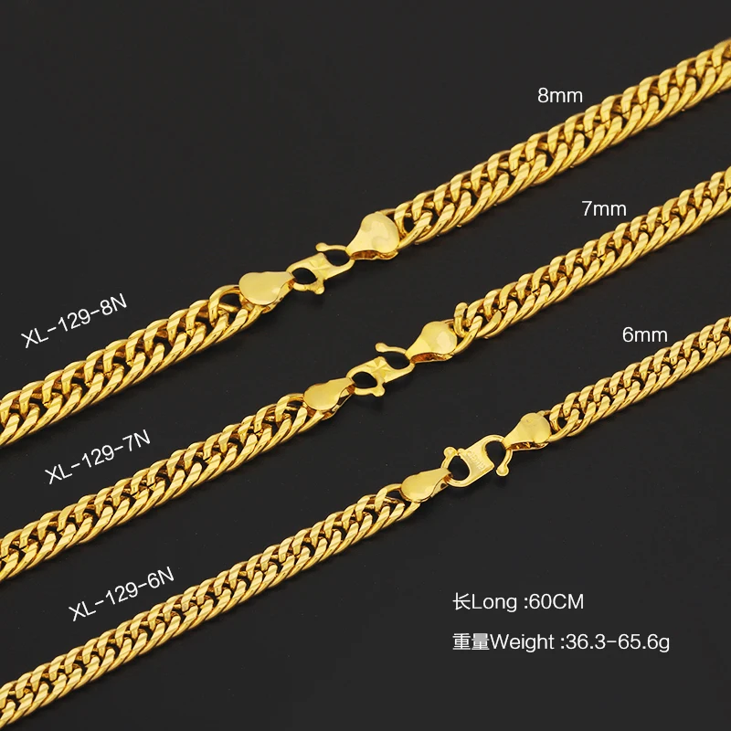 

JXX XL-129 Fashion gold plated wholesale jewelry female necklace cuba chain Jewelry 24k chocker necklaces jewelery for women