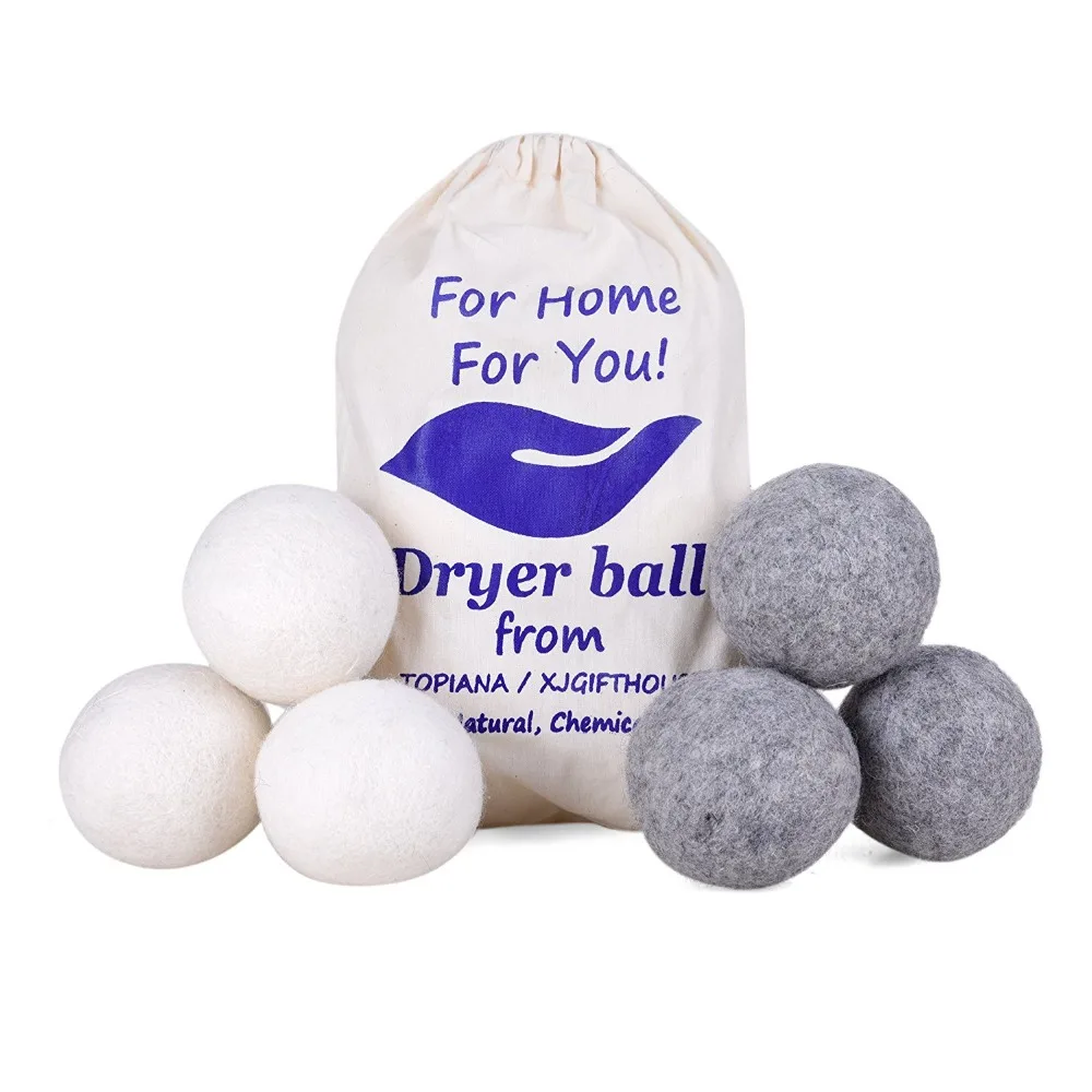 

wholesale organic felt 6-Pack XL 100% New Zealand Wool Dryer Balls with FBA DDP service, Nature white