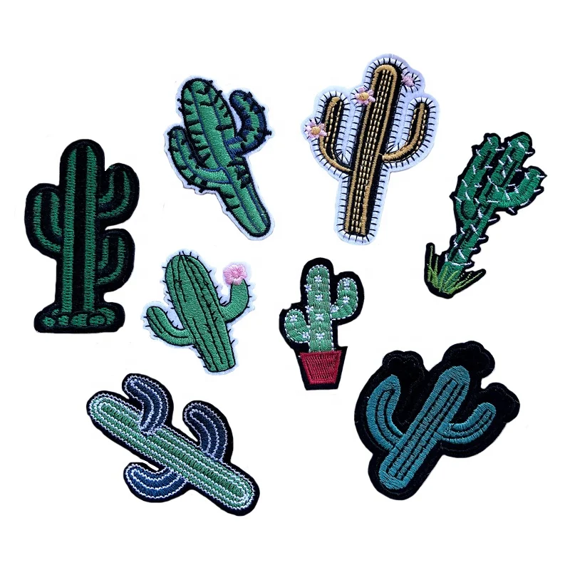 

Custom cartoon cactus embroidered patch back tape shoe clothing accessories stylish versatile, Pictures show or customized