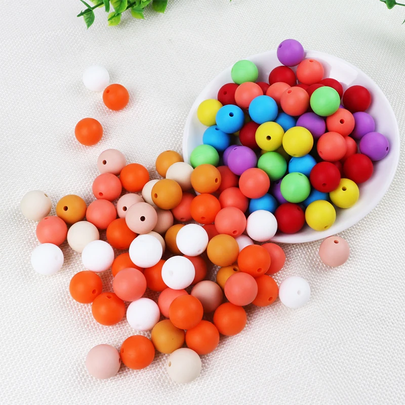 

15mm Soft Baby Chew Silicone Teether Beads Food Grade Bpa Free Wholesale For Pacifier, 99 colors