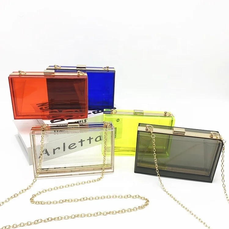 

2022 New Chain Women Clutch Bag Prom Concerts Clear Crossbody Box Clutch Bag Purses and Handbags Acrylic Clutch Bag