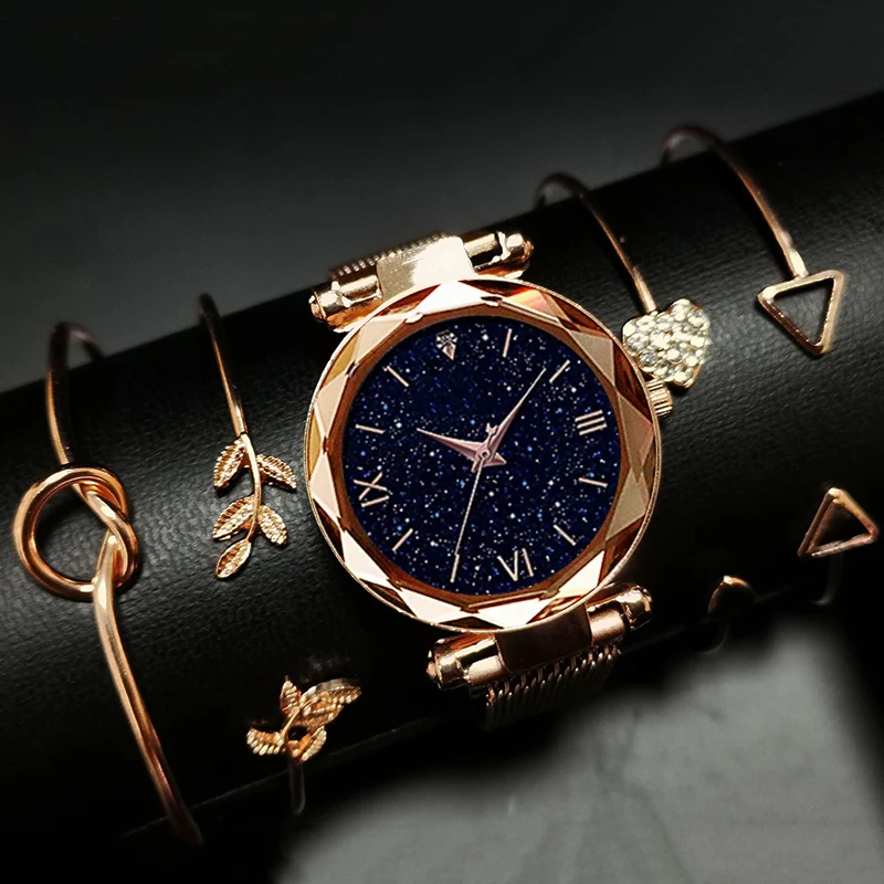 

Luxury Women Wrist Watches with bracelet set Starry Sky ladies watch sets Magnetic relojes para dama Star Watch reloj mujer