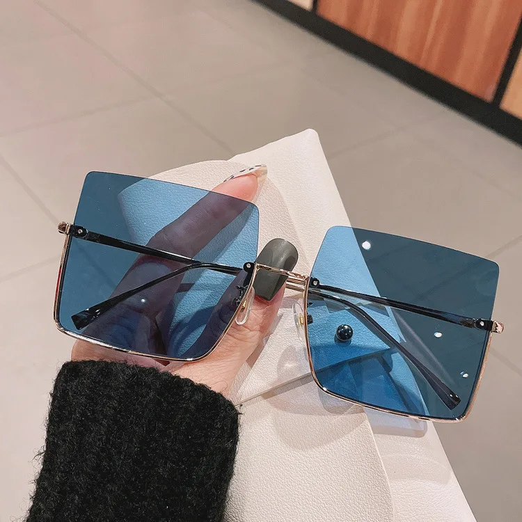 

Popular Ins Hot Elegant Style Psychedelic Ocean Color Lenses Uv400 Vintage Oversized Square Rimless Sunglasses, 6 colors