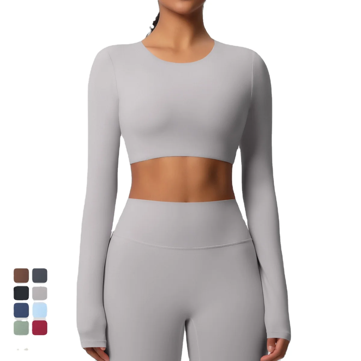 2025 Spring Round Neck Workout Fitness Yoga Tops for Women Soft Running Slimming T-Shirt High Strength Sleeve T-Shirt
