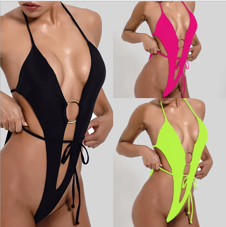 

Y1011 2021 Newly Young Hot Girls Custom Printing Sexy Micro Womens One Piece Thong String Bikini Swimwear Swimsuit