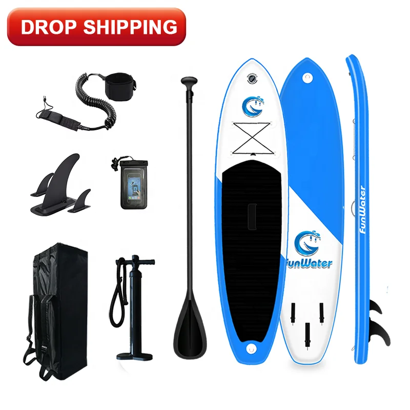 

FUNWATER Drop Shipping sup paddle board soft top surfboard watersports standup paddle board sub wakeboard inflatable supboard, Blue