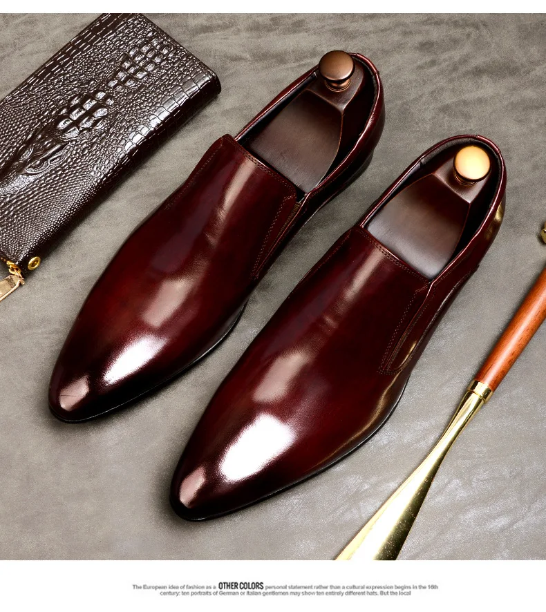 Genuine Leather Men's Dress Shoes Formal Business Oxfords Vintage ...