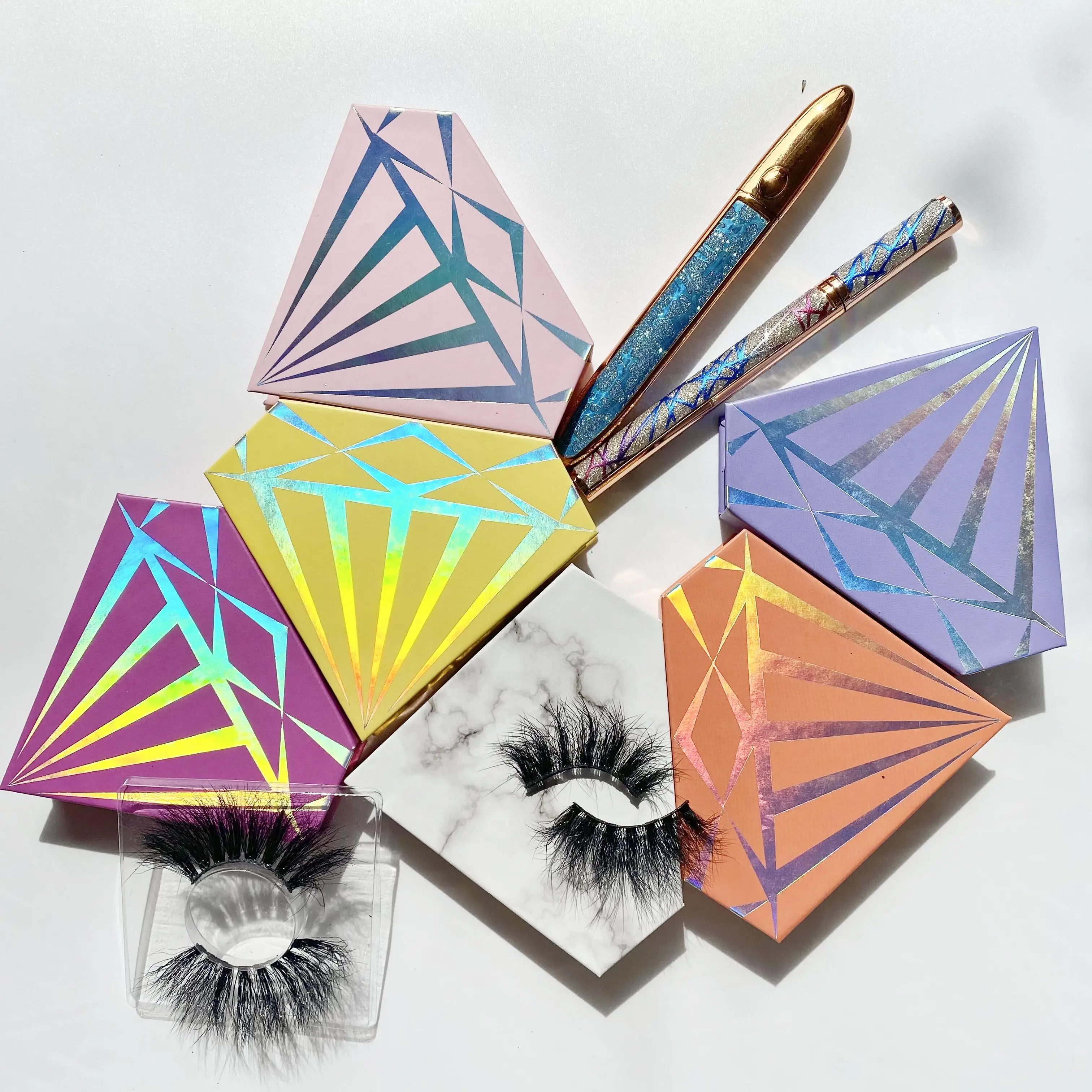 

Wholesale 3D 6D 8D 25mm Faux Mink Lashes Lash Products Vendor Wispy Lashes With Custom Eyelash Box