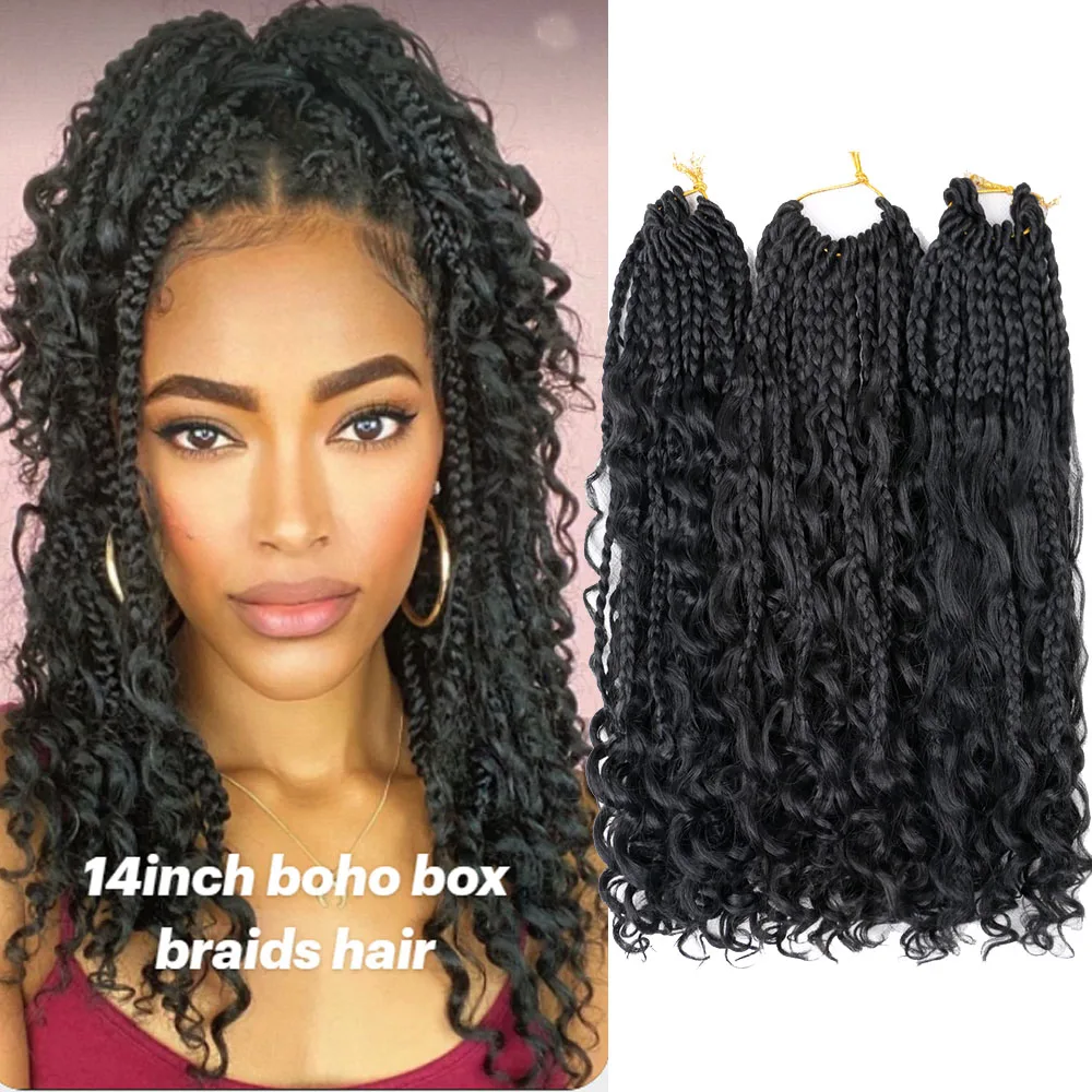 

Messy box braids 14inch length bob type box braid hair extension rive locs crochet hair