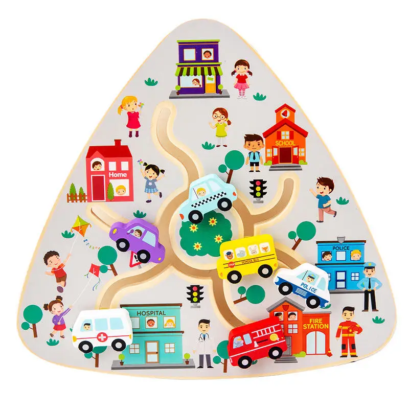 Hot Selling Montessori Children Wooden Walking Pairing Maze Board Early Educational Intelligence Learning Toys for Kids
