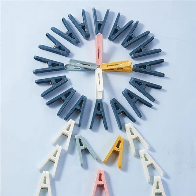

50 Plastic Clips For Household Drying Clothes Windproof Fixed Hangers Socks Clips, As show