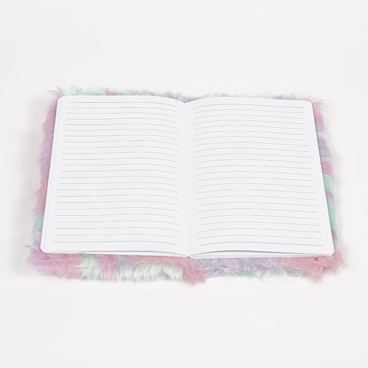 New product custom hardcover kawaii animal plush fluffy diary notebook