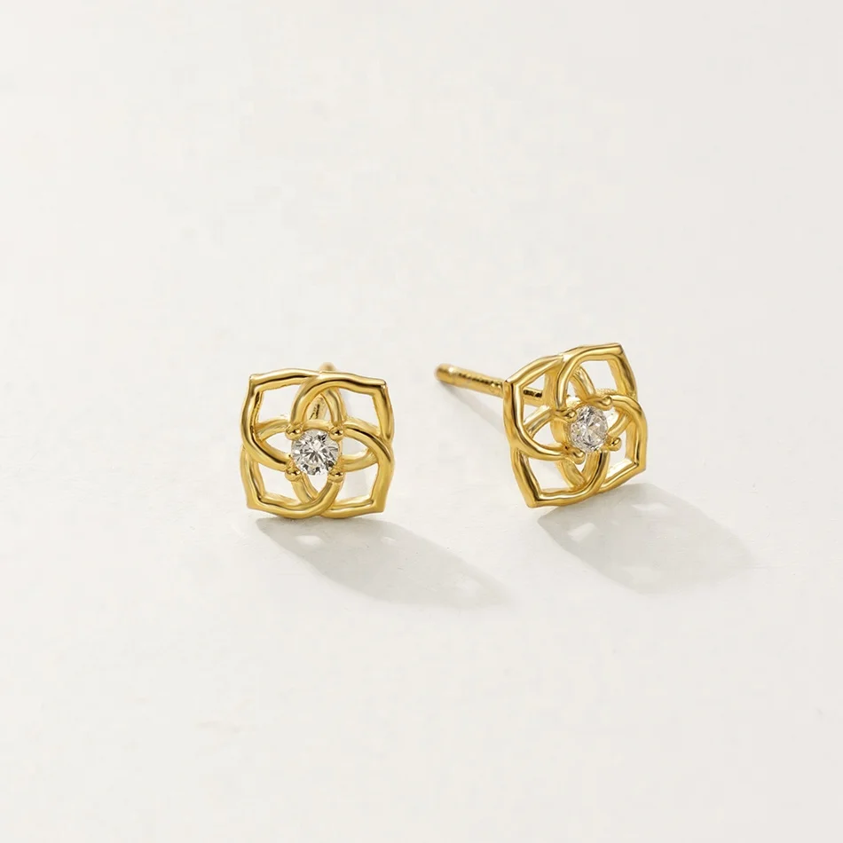 

nagosa minimalist 18k gold vermeil jewelry 925 sterling silver squate zirconia stud earrings